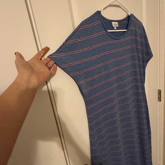 LuLaRoe Blue and Pink Maxi Dress - Picture 3 of 9